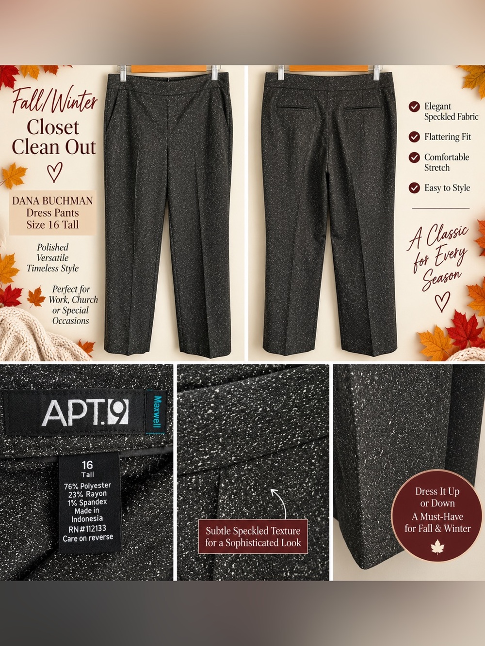 Apt. 9 Black Speckled Men's Dress Pants
